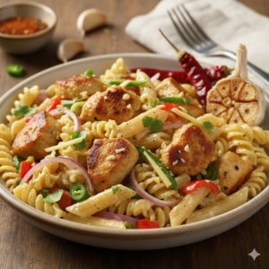 Indian Garlic Chicken Pasta
